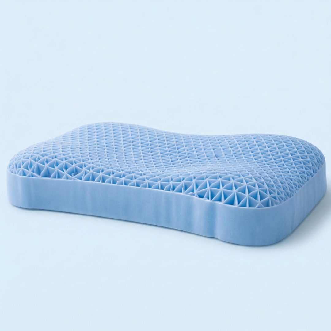 Ergonomisk svalkande kudde med honeycomb-struktur i genomskärning