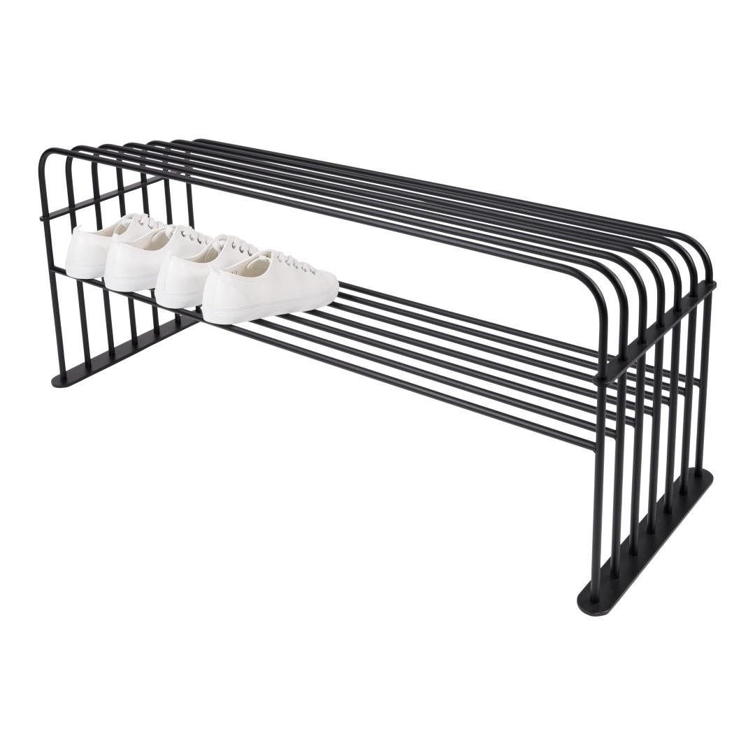 SPINDER DESIGN Grille skoställ i svart stål med två hyllplan