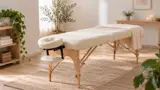 Portabel massagebänk med ansiktsstöd i ett ljust behandlingsrum