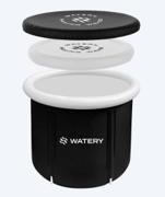 Watery Hero – runt svart isbad med uppblåsbar kant och stödben