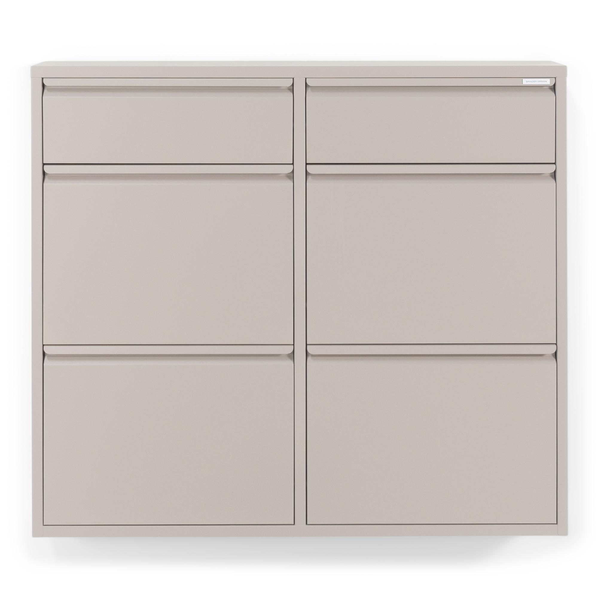 SPINDER DESIGN BILLY 6 skoskåp i taupefärgat stål med sex dörrar