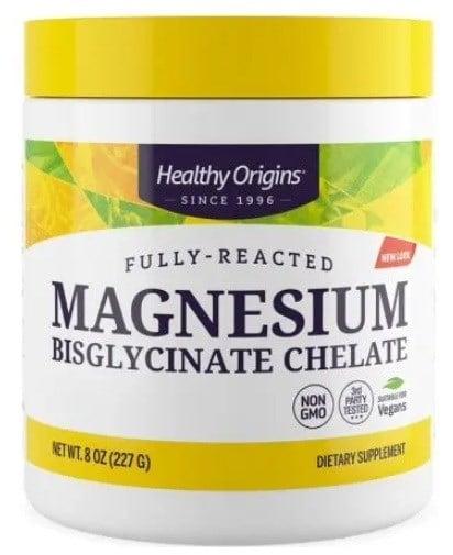 Healthy Origins magnesiumbisglycinat kelatpulver i 227 grams förpackning