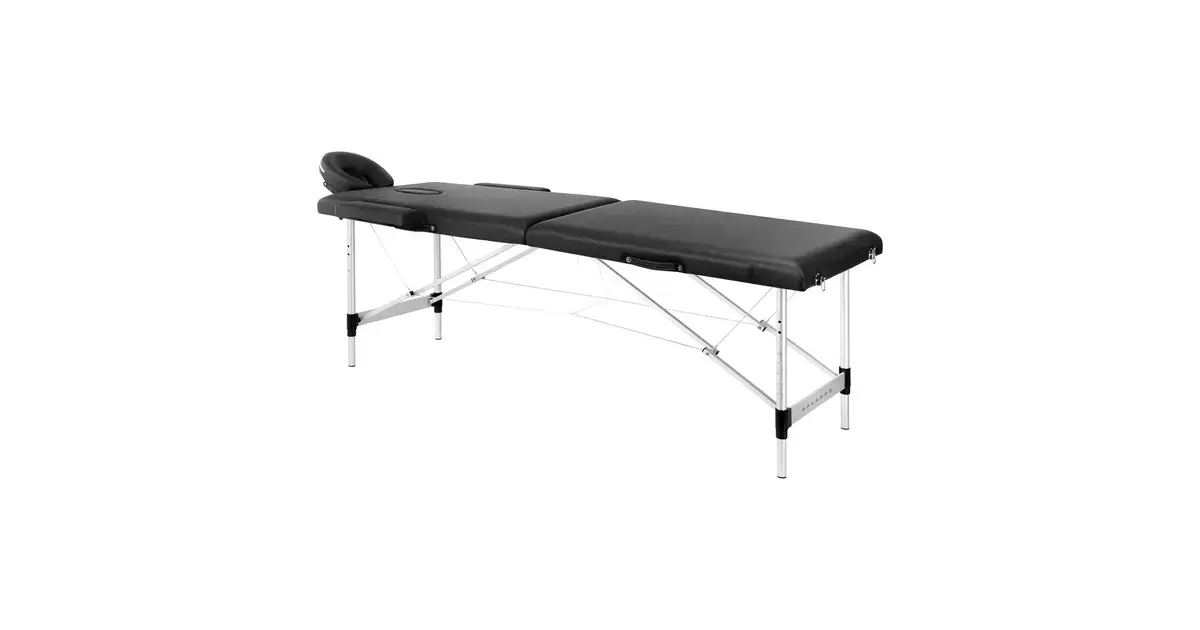 BALANCE hopfällbar massagebänk i aluminium, svart, lätt och bärbar