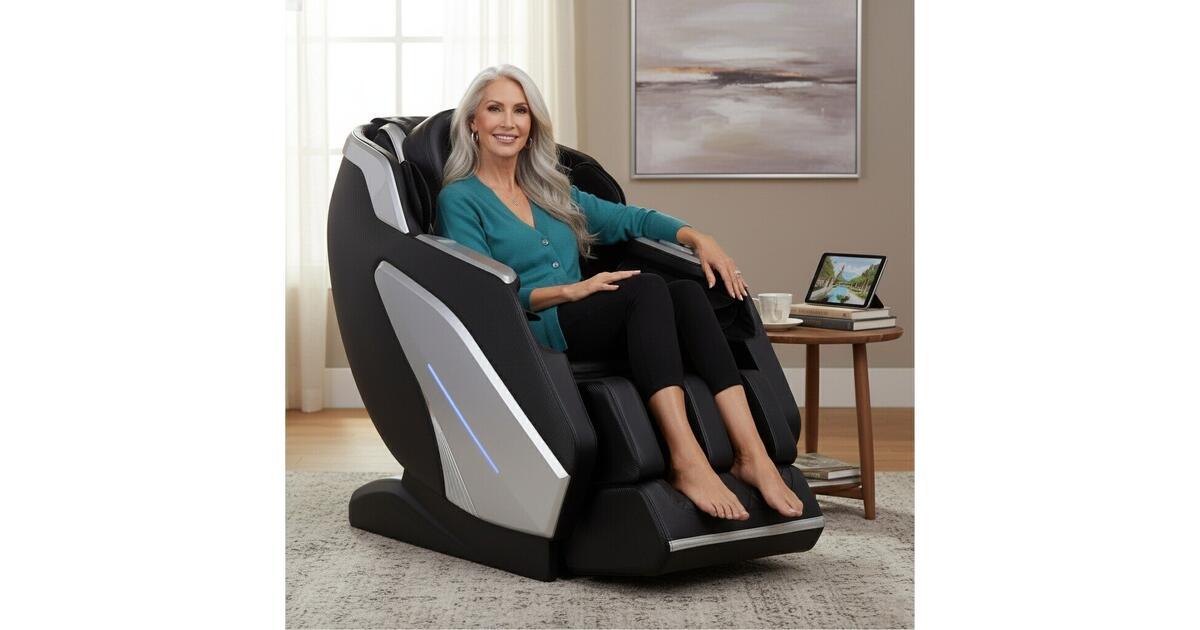 Sakura Prime 108 massagestol i svart utförande visad från sidan