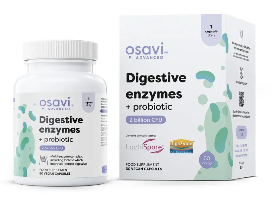Osavi – Digestiva enzymer och probiotika, 60 vegankapslar produktbilde