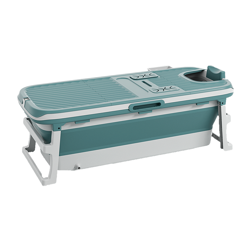 Tubfamily vikbar badbalja 132 cm med lock, digital termometer och fotmassage