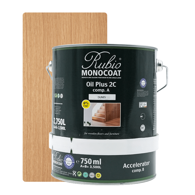 Burk med Rubio Monocoat Oil Plus 2C hårdvaxolja för inomhusträ
