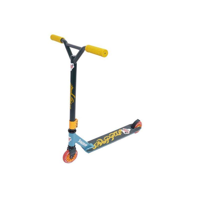 Blå Snakebite Snappie tricksparkcykel för barn och nybörjare i skateparken